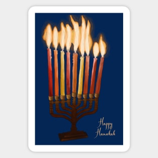 Happy Hanukkah Menorah Drawing Sticker